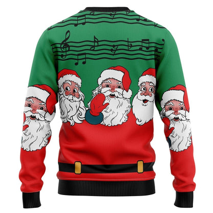 Santa Claus and Music Notes Ugly Christmas Sweater For Men & Women Christmas Gift Sweater US4348 - WeCustomit