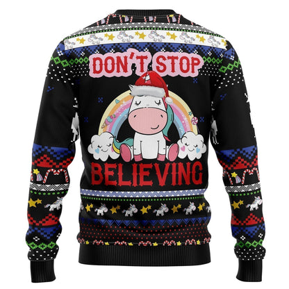 Unicorn Believing Christmas Ugly Christmas Sweater For Men & Women Christmas Gift Sweater US3327 - WeCustomit