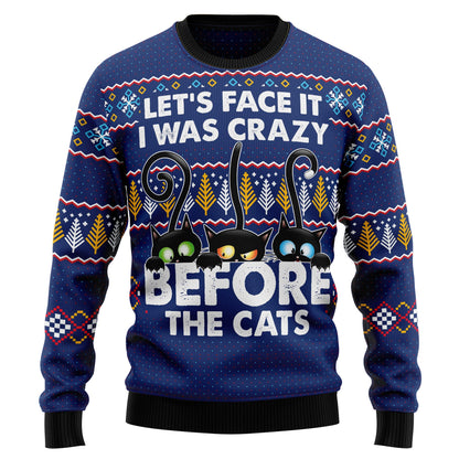 Crazy Cat Ugly Christmas Sweater For Men & Women Christmas Gift Sweater US2178 - WeCustomit