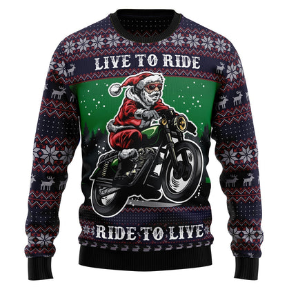Santa Claus Riding A Motorbike Ugly Christmas Sweater For Men & Women Christmas Gift Sweater US1504 - WeCustomit