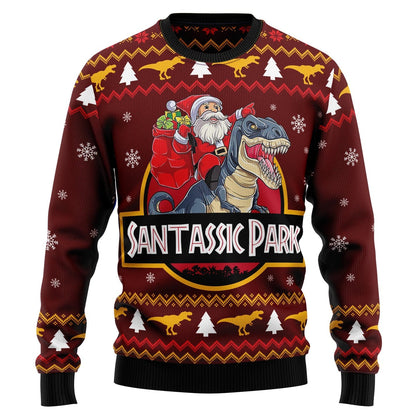 Santa and T-rex Ugly Christmas Sweater For Men & Women Christmas Gift Sweater US3515 - WeCustomit