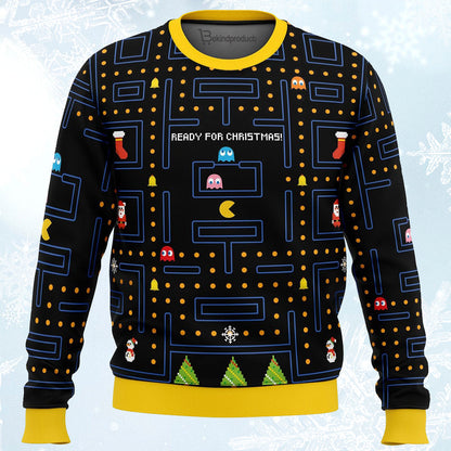 Pac Man Ready for Christmas Ugly Christmas Sweater For Men & Women Christmas Gift Sweater PT107 - WeCustomit