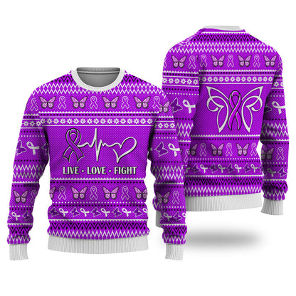 Pancreatic Cancer Christmas Sweatshirt Nordic Seamless Knitted Sweater - Print Fashion Sweatshirt For Everyone - WeCustomit