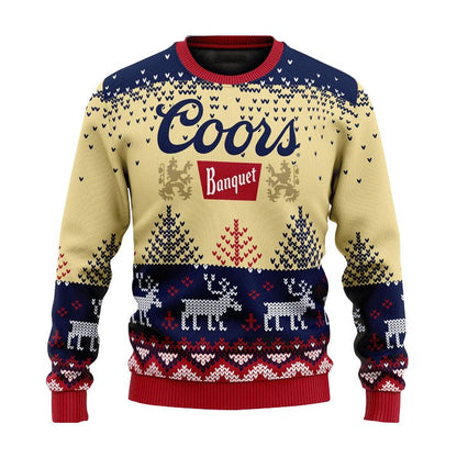 Personalized Coors Banquet Reindeer Christmas Ugly Sweater - WeCustomit