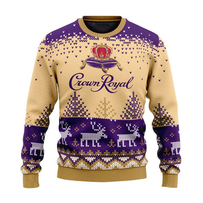 Personalized Crown Royal Reindeer Christmas Ugly Sweater - WeCustomit