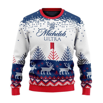 Personalized Michelob Ultra Reindeer Christmas Ugly Sweater - WeCustomit