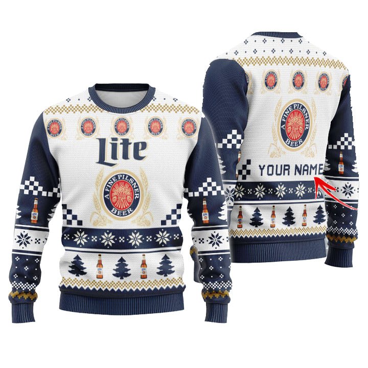 Personalized Miller Lite Christmas Star Ugly Sweater - WeCustomit