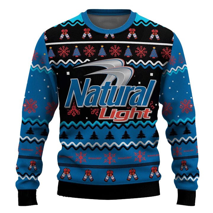 Personalized Natural Light Pine Tree Snowing Christmas Ugly Sweater - WeCustomit