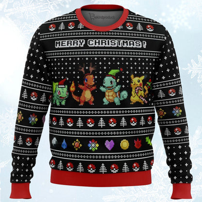Pokemon Kanto Starters Ugly Christmas Sweater For Men & Women Christmas Gift Sweater BH007 - WeCustomit