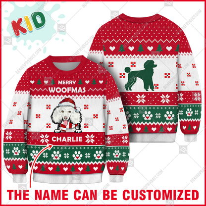 Poodle Dog Christmas Paw Heart Print Ugly Christmas Sweater Print Sweatshirt - Personalized Custom - Best Gift For Noel - WeCustomit