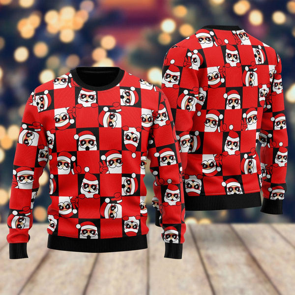 Red Santa Peeking Ugly Christmas Sweater For Men & Women Christmas Gift Sweater US2319 - WeCustomit