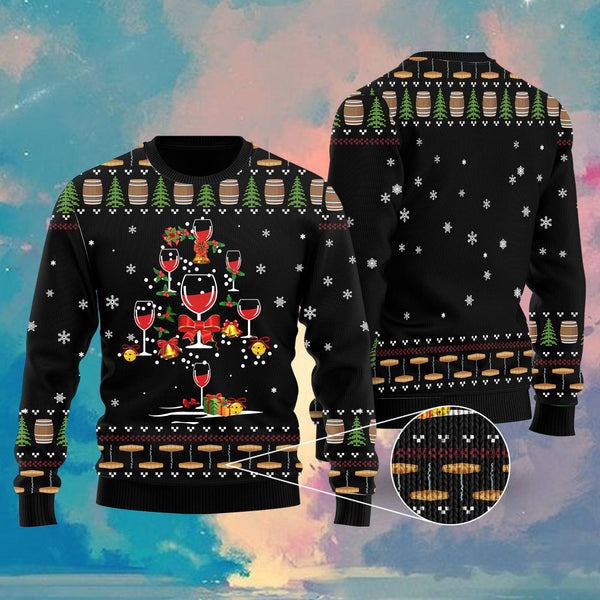 Red Wine Xmas Ugly Christmas Sweater For Men & Women Christmas Gift Sweater US1835 - WeCustomit