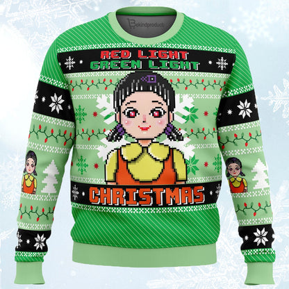 Red & Green Light Ugly Christmas Sweater For Men & Women Christmas Gift Sweater PT853 - WeCustomit