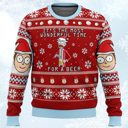 Rick and Morty Time for a Beer Ugly Christmas Sweater For Men & Women Christmas Gift Sweater BH327 - WeCustomit