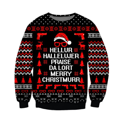 Hellur Hallelvjer Praise Da Lort Merry Christmurr Ugly Christmas Sweater For Men & Women Christmas Gift Sweater CEE010 - WeCustomit