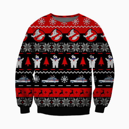 Ghostbusters Black Red Ugly Christmas Sweater For Men & Women Christmas Gift Sweater CEE037 - WeCustomit