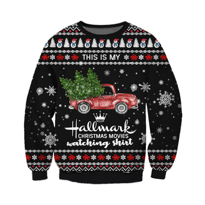 Hallmark Christmas Movie Watching Ugly Christmas Sweater For Men & Women Christmas Gift Sweater CEE103 - WeCustomit