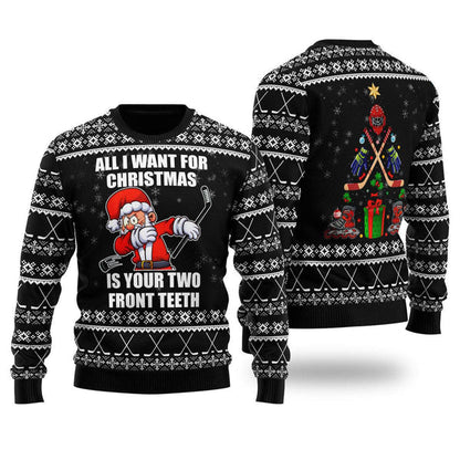 Santa Hockey Christmas Ugly Christmas Sweater For Men & Women Christmas Gift Sweater US1441 - WeCustomit