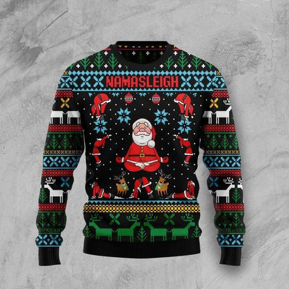 Santa Namasleigh Ugly Christmas Sweater For Men & Women Christmas Gift Sweater US1318 - WeCustomit