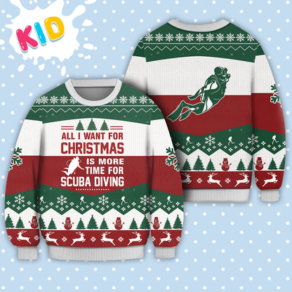 Scuba Diving All I Want For Christmas Sweater Christmas Knitted Print Sweatshirt - Best Gift For Christmas, Noel - Christmas Signature - WeCustomit