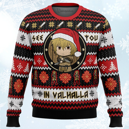 See You in Valhalla Vinland Saga Ugly Christmas Sweater For Men & Women Christmas Gift Sweater PT027 - WeCustomit