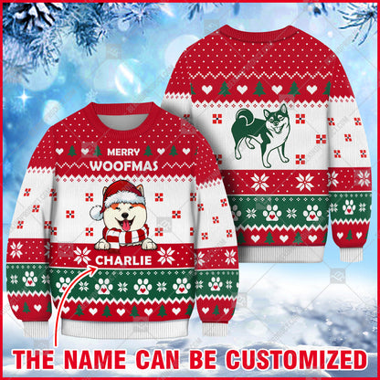 Shiba Inu Dog Christmas Paw Heart Print Ugly Sweater Christmas Knitted Print Sweatshirt - Personalized Custom - Best Gift For Christmas, Noel - WeCustomit