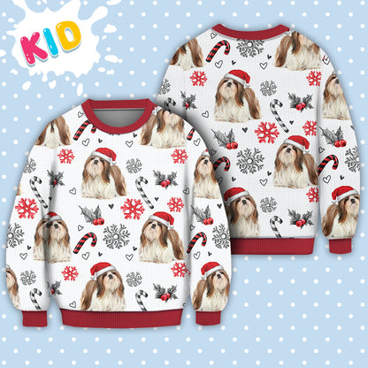 Shih Tzu Christmas Pattern Sweater Christmas Knitted Print Sweatshirt - Best Gift For Christmas, Noel - WeCustomit