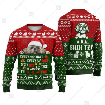 Shih Tzu Dog Sweater Christmas Every Snack Meal Bite You Make Sweater Christmas Knitted Print Sweatshirt - Best Gift For Christmas, Noel - WeCustomit