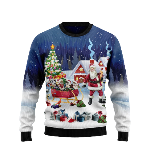Dog Santa Sled Ugly Christmas Sweater For Men & Women Christmas Gift Sweater US1275 - WeCustomit