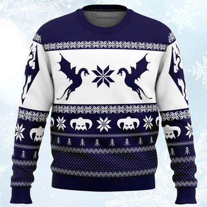 Skyrim Dragon Ugly Christmas Sweater For Men & Women Christmas Gift Sweater BH134 - WeCustomit