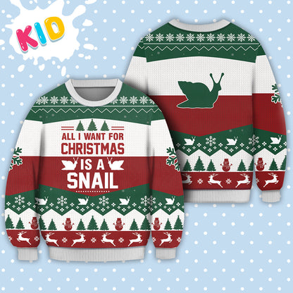 Snail All I want for Christmas Sweater Christmas Knitted Print Sweatshirt - Best Gift For Christmas, Noel - Christmas Signature - WeCustomit
