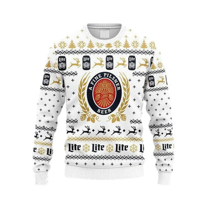 Snowflakes Miller Lite Christmas Ugly Sweater - WeCustomit