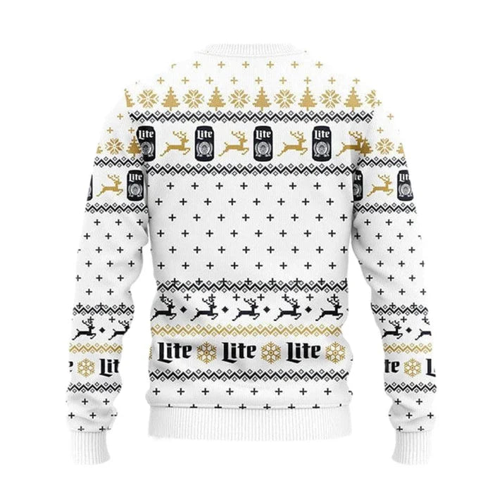 Snowflakes Miller Lite Christmas Ugly Sweater - WeCustomit