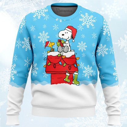 Snowy Christmas Snoopy Ugly Christmas Sweater For Men & Women Christmas Gift Sweater BH252 - WeCustomit