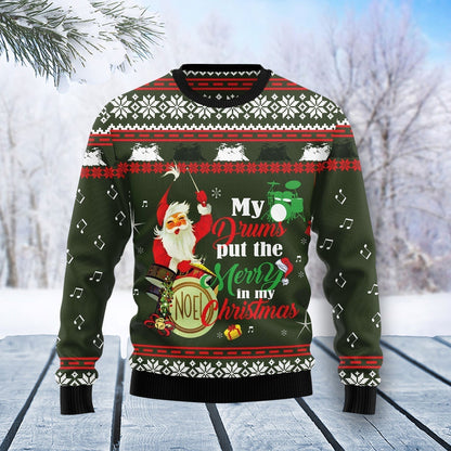 Santa And Drum Ugly Christmas Sweater For Men & Women Christmas Gift Sweater US1532 - WeCustomit