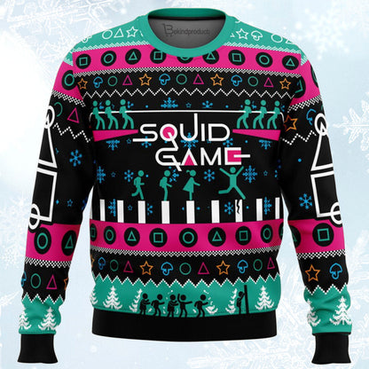 The Game is On Squid Game Ugly Christmas Sweater For Men & Women Christmas Gift Sweater BH130 - WeCustomit
