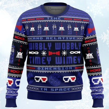 Timey Wimey Doctor Who Ugly Christmas Sweater For Men & Women Christmas Gift Sweater PT318 - WeCustomit