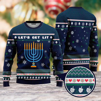 Lit Christmukkah Funny Ugly Christmas Sweater - WeCustomit