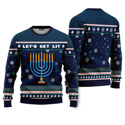 Lit Christmukkah Funny Ugly Christmas Sweater - WeCustomit