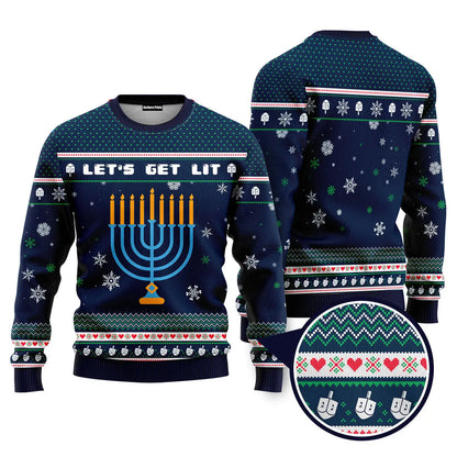 Lit Christmukkah Funny Ugly Christmas Sweater - WeCustomit