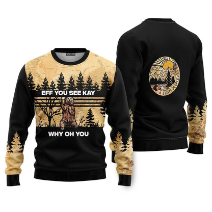 Eff Bear Beer You See Kay Why Oh You Ugly Christmas Sweater - WeCustomit