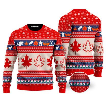 Christmas Canada Maple Leaf Ugly Christmas Sweater - WeCustomit