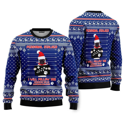 Pug Dog As Santa Claus Personal Stalker Ugly Christmas Sweater - WeCustomit