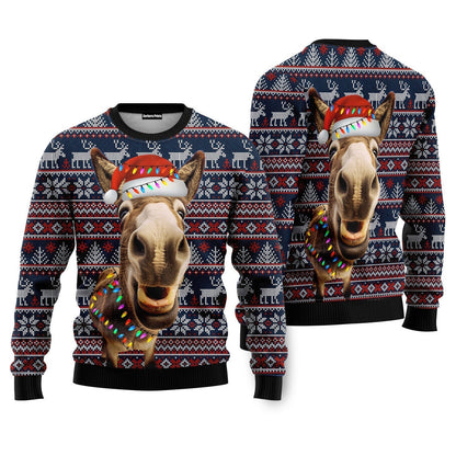 Donkey Funny Colorful Light Funny Ugly Christmas Sweaters - WeCustomit