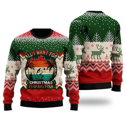 All I Want For Christmas Is Fishing Ugly Christmas Sweater - WeCustomit