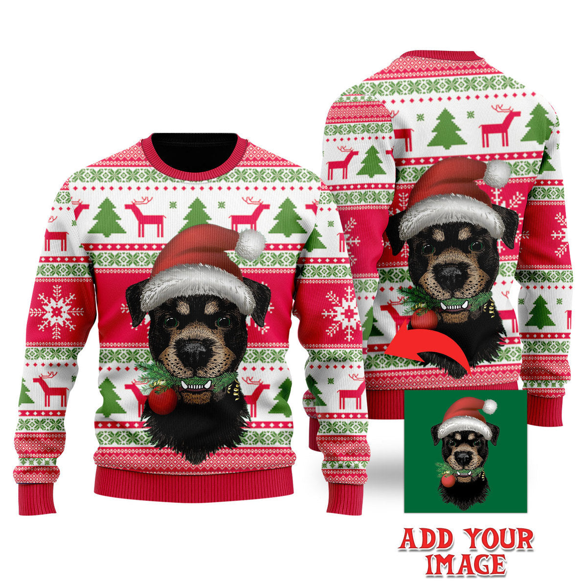 Custom Photo Of Dog On Vintage Xmas Custom Christmas Sweater - WeCustomit