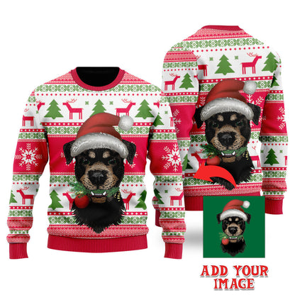 Custom Photo Of Dog On Vintage Xmas Custom Christmas Sweater - WeCustomit