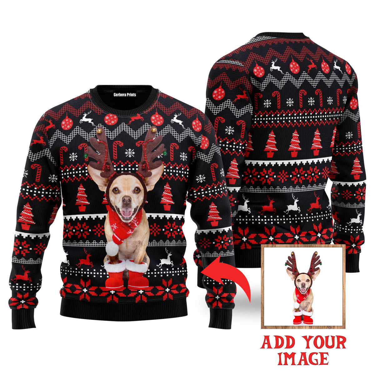 Funny Dog In Red Xmas Custom Christmas Sweater - WeCustomit