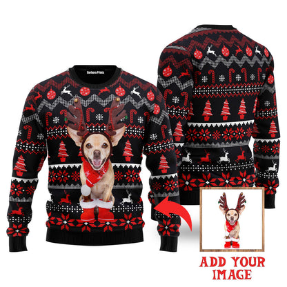 Funny Dog In Red Xmas Custom Christmas Sweater - WeCustomit