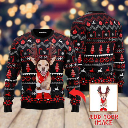 Funny Dog In Red Xmas Custom Christmas Sweater - WeCustomit